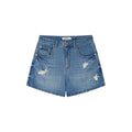 Insect-beaded rhinestone denim shorts