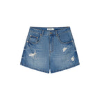 Insect-beaded rhinestone denim shorts