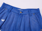 Lace insect and floral motif klein blue denim shorts