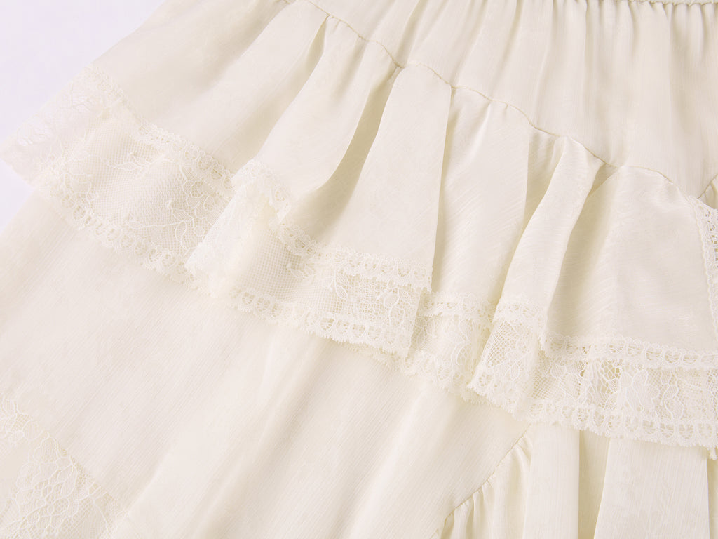 Irregular lace patchwork skirt