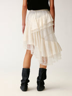 Irregular lace patchwork skirt