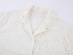 Lace Patchwork Cuban Collar T-Shirts