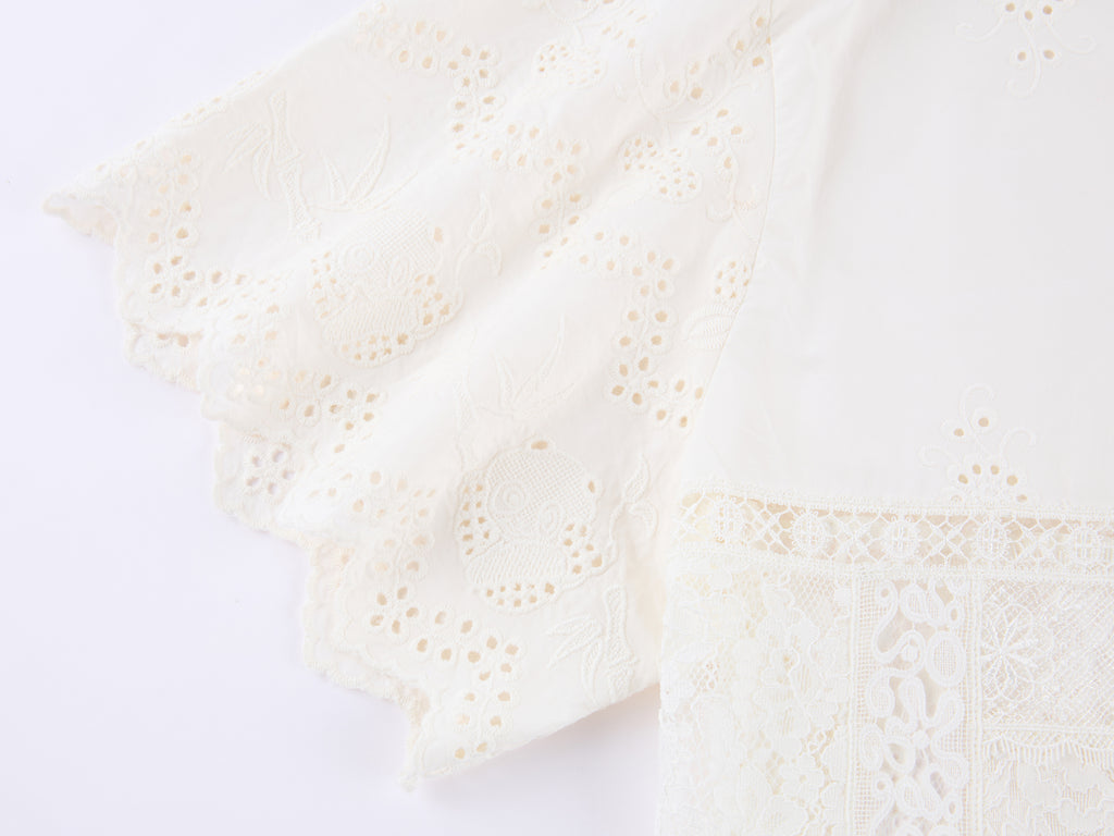Lace Patchwork Cuban Collar T-Shirts