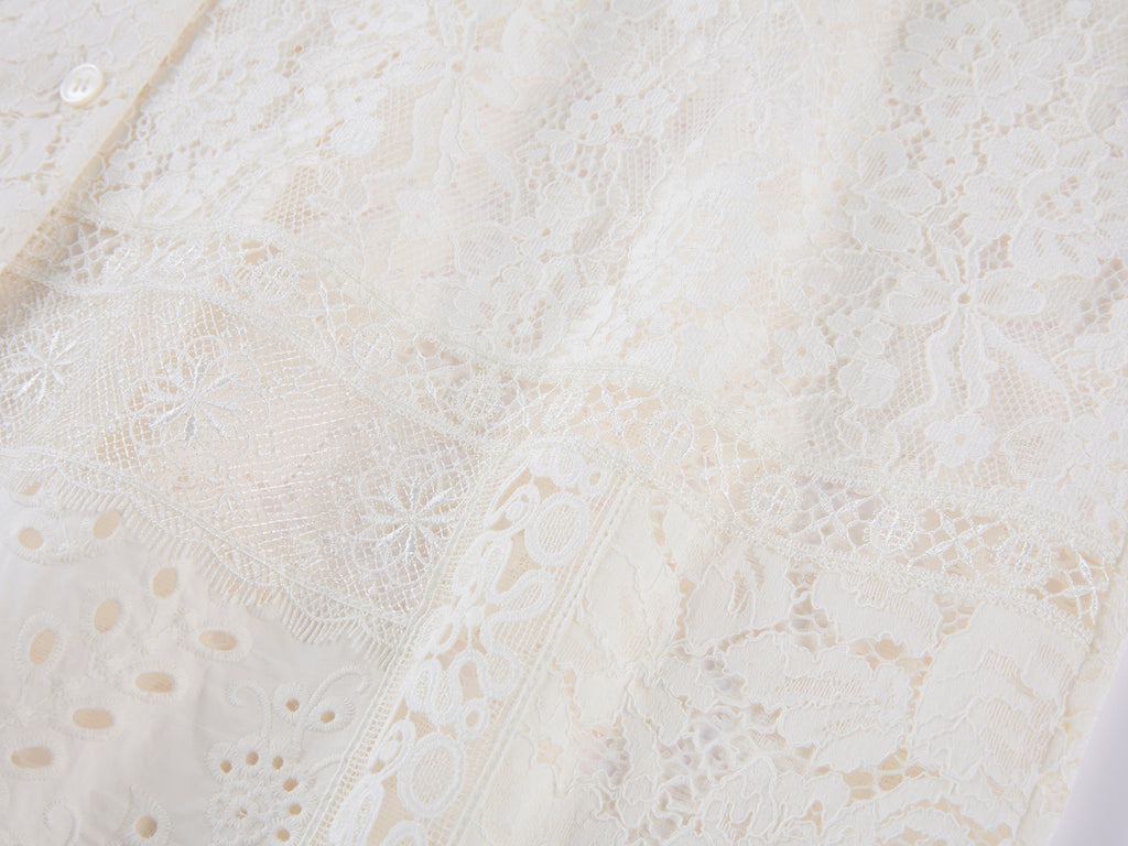 Lace Patchwork Cuban Collar T-Shirts
