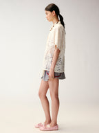 Lace Patchwork Cuban Collar T-Shirts