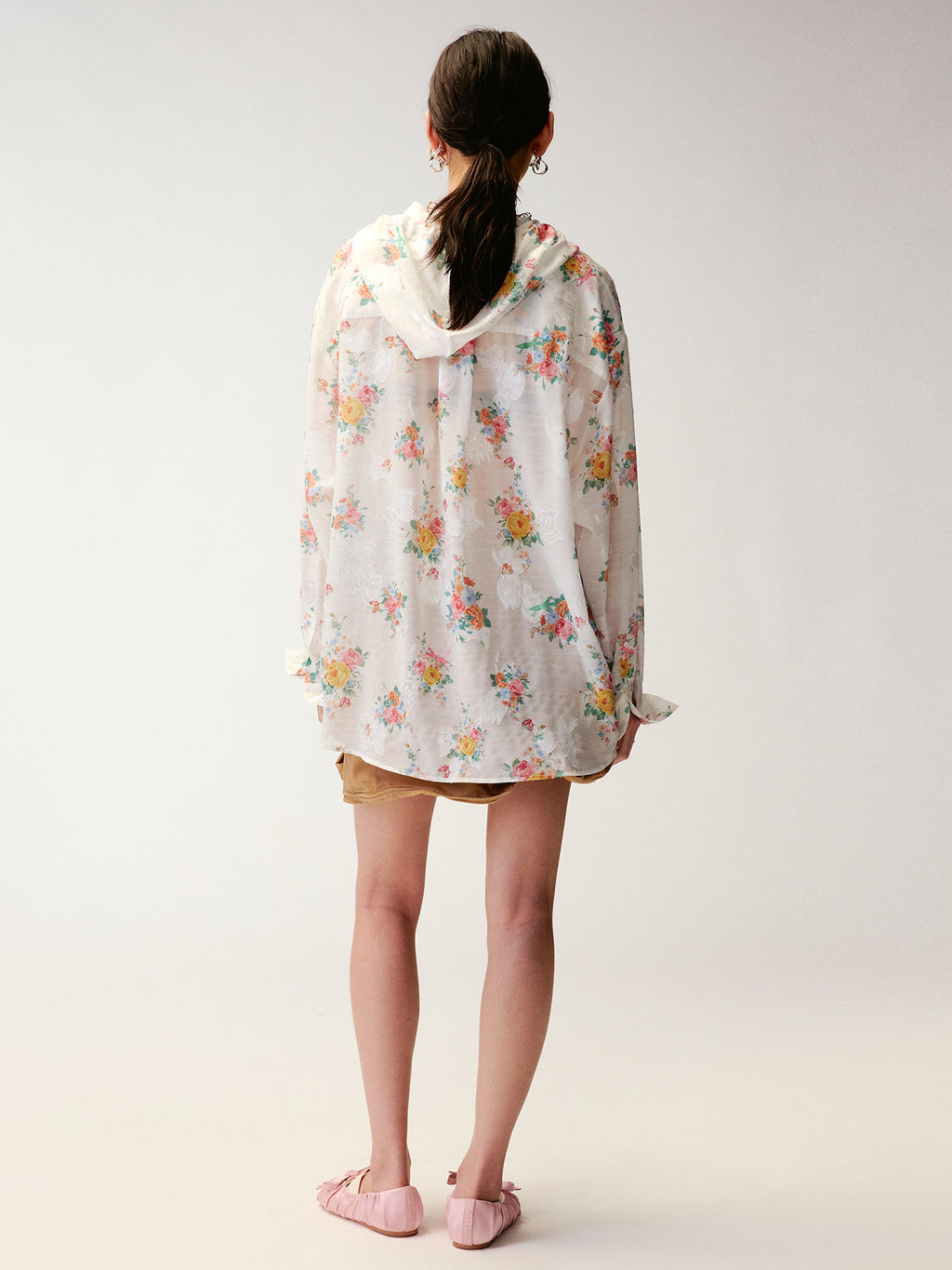Vintage Wallpaper Print Hooded Shirt