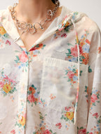 Vintage Wallpaper Print Hooded Shirt