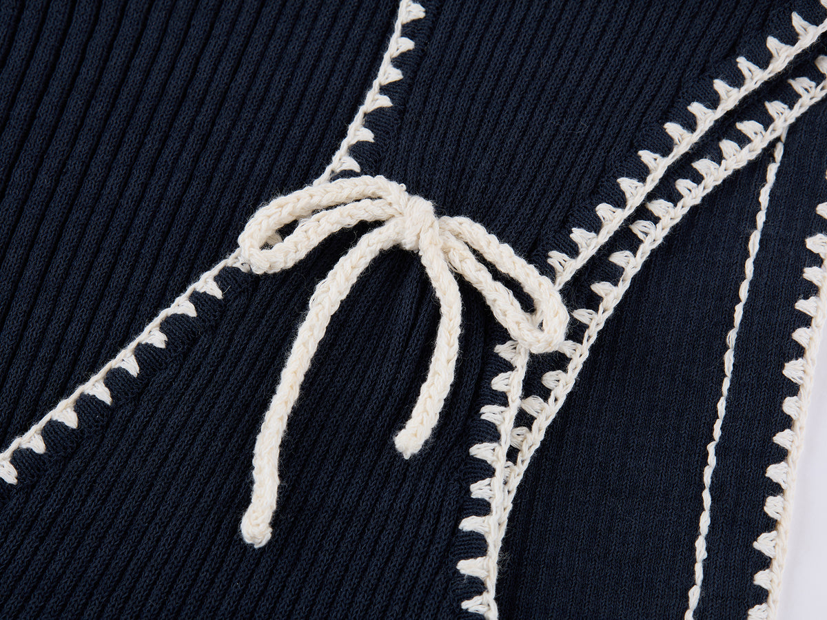 Bow-Tie Sailor Collar Knit Vest