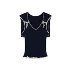 Bow-Tie Sailor Collar Knit Vest