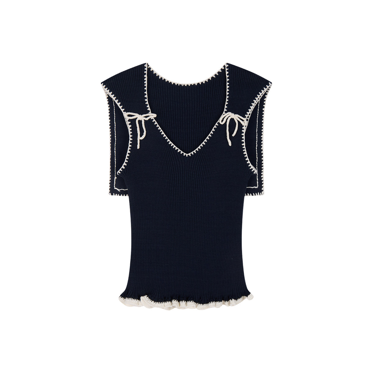 Bow-Tie Sailor Collar Knit Vest