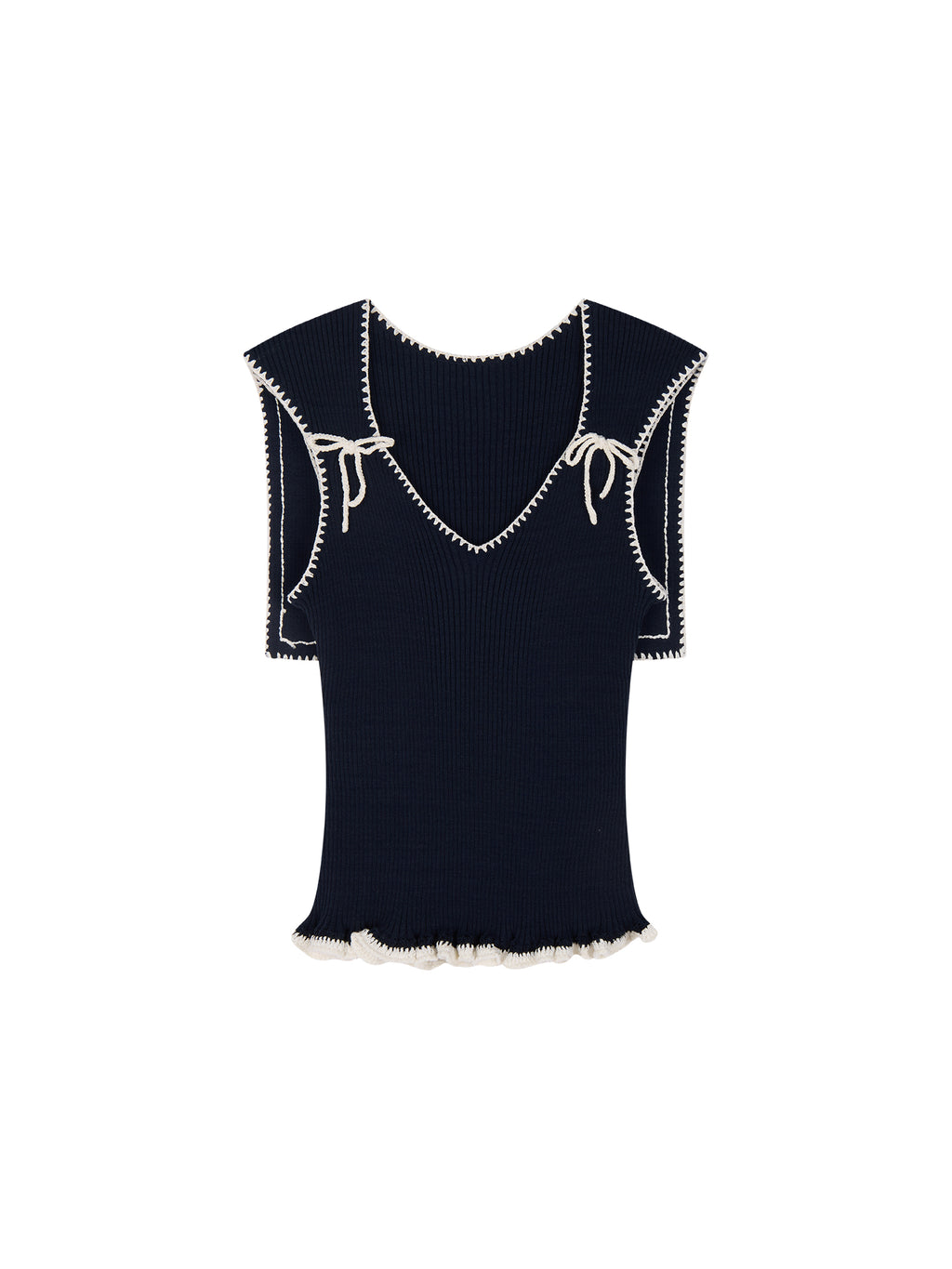 Bow-Tie Sailor Collar Knit Vest