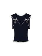 Bow-Tie Sailor Collar Knit Vest