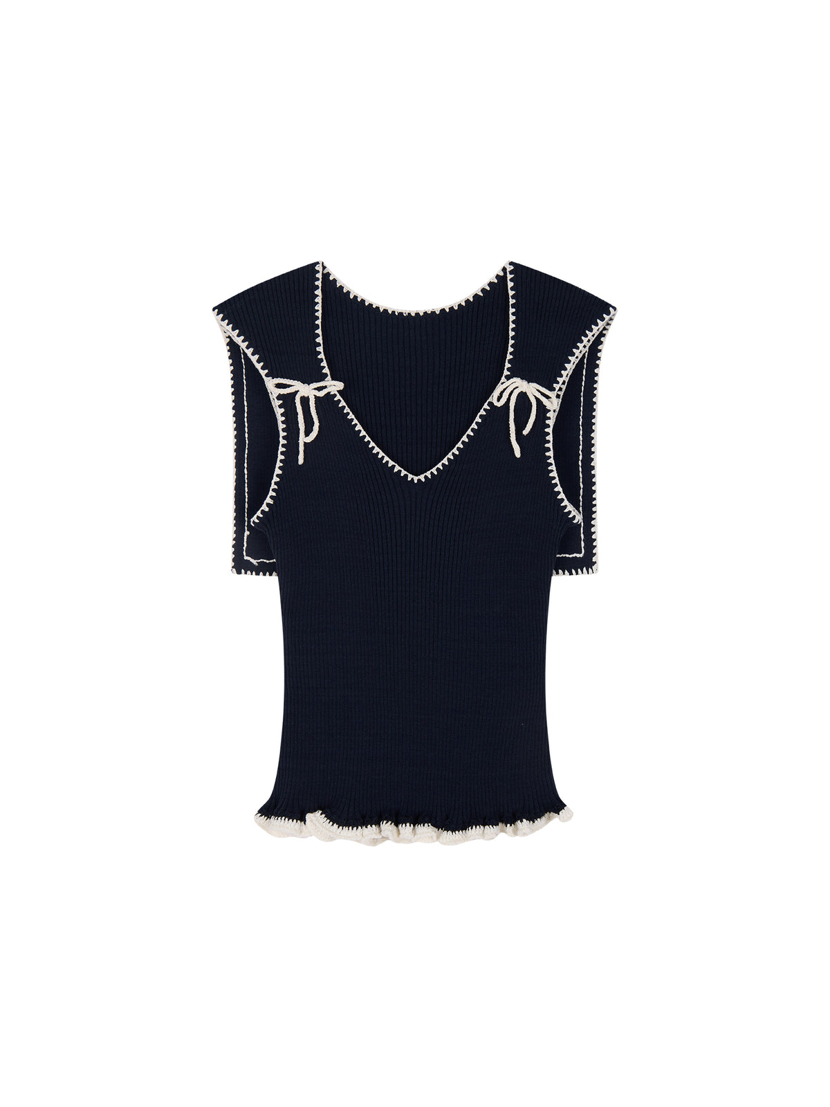 Bow-Tie Sailor Collar Knit Vest