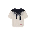 Striped Sailor Collar Bow Knit T-Shirts
