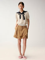 Striped Sailor Collar Bow Knit T-Shirts