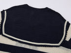 Striped Sailor Collar Bow Knit T-Shirts