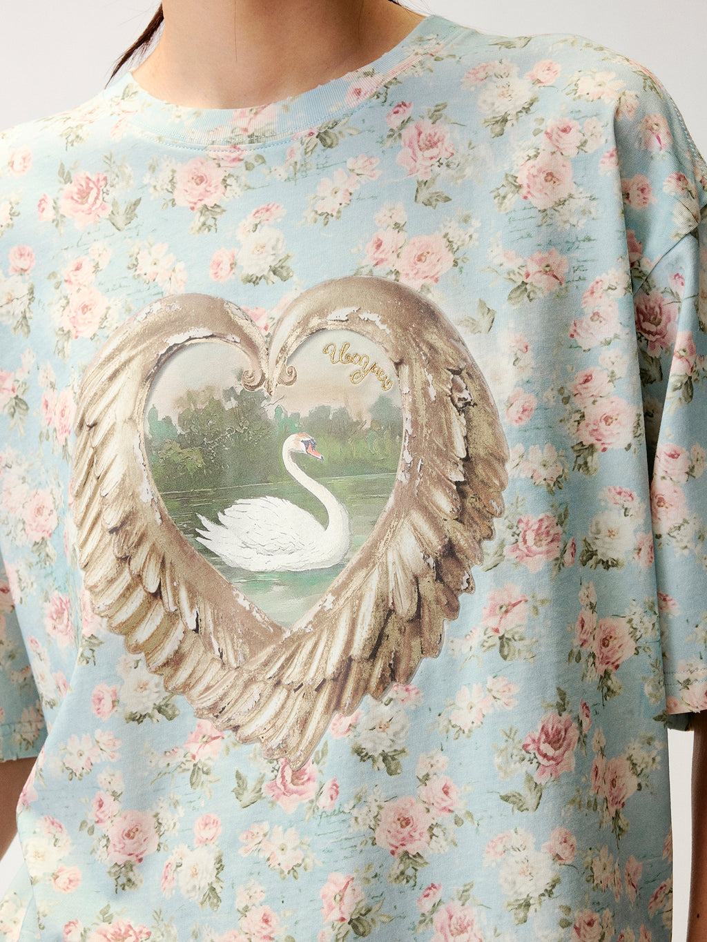 Swan Graphic Print Cotton T-shirt
