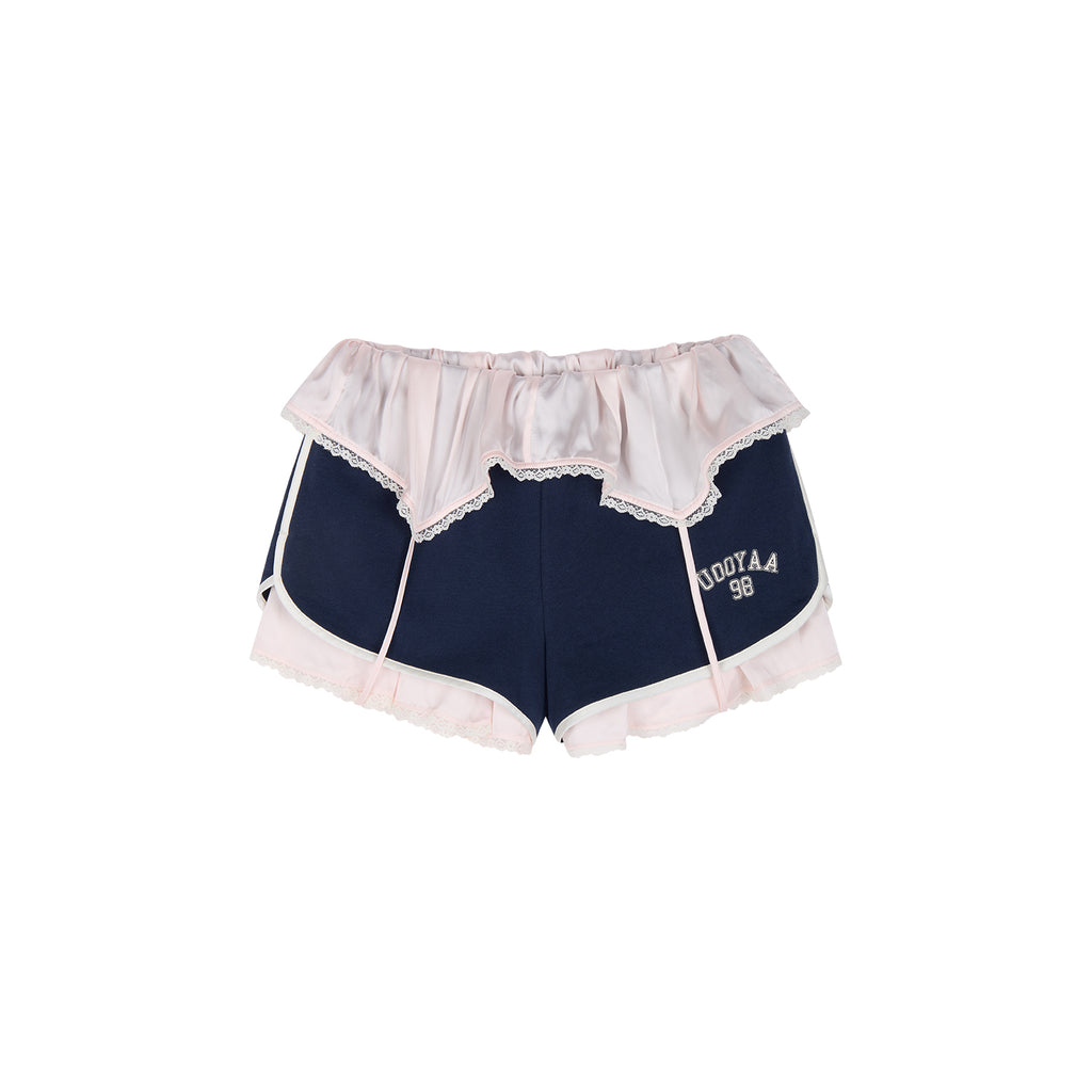 Blockette Satin Tank Top with Layered Sporty Shorts