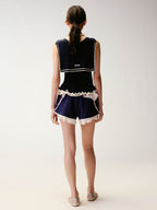Blockette Satin Tank Top with Layered Sporty Shorts