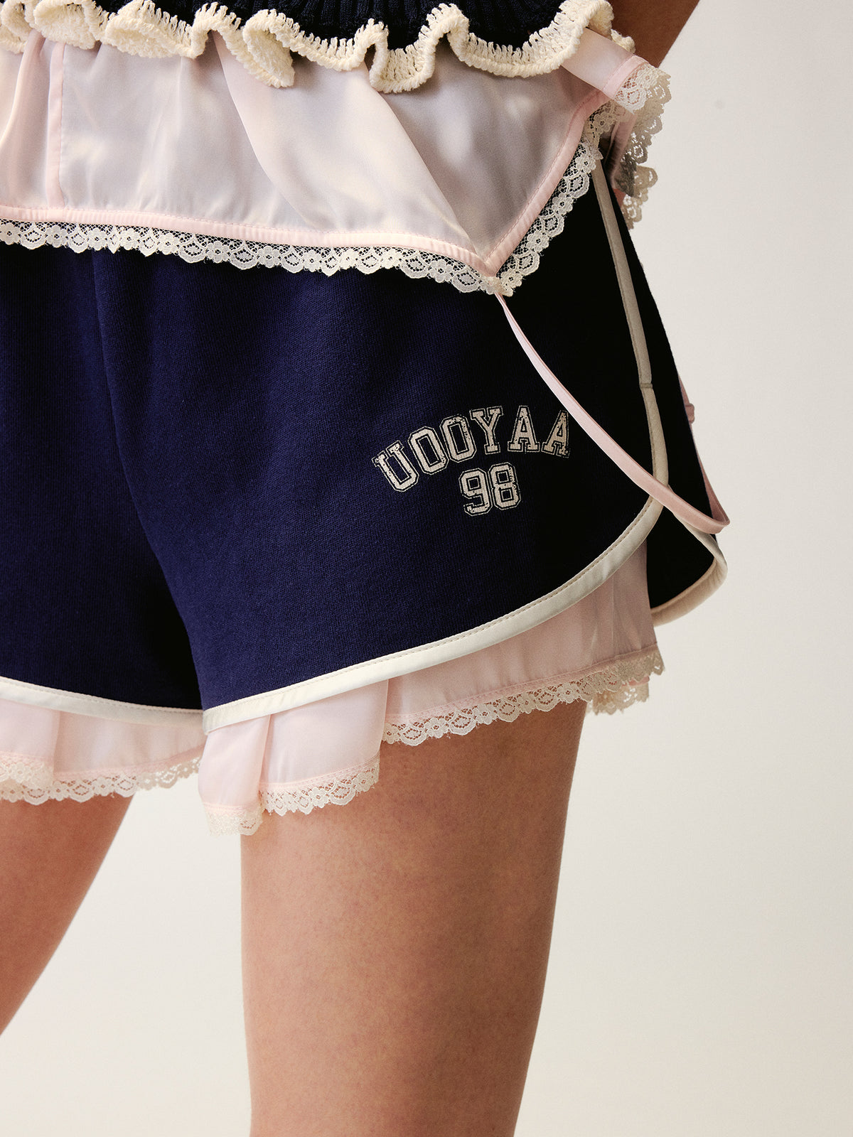 Blockette Satin Tank Top with Layered Sporty Shorts