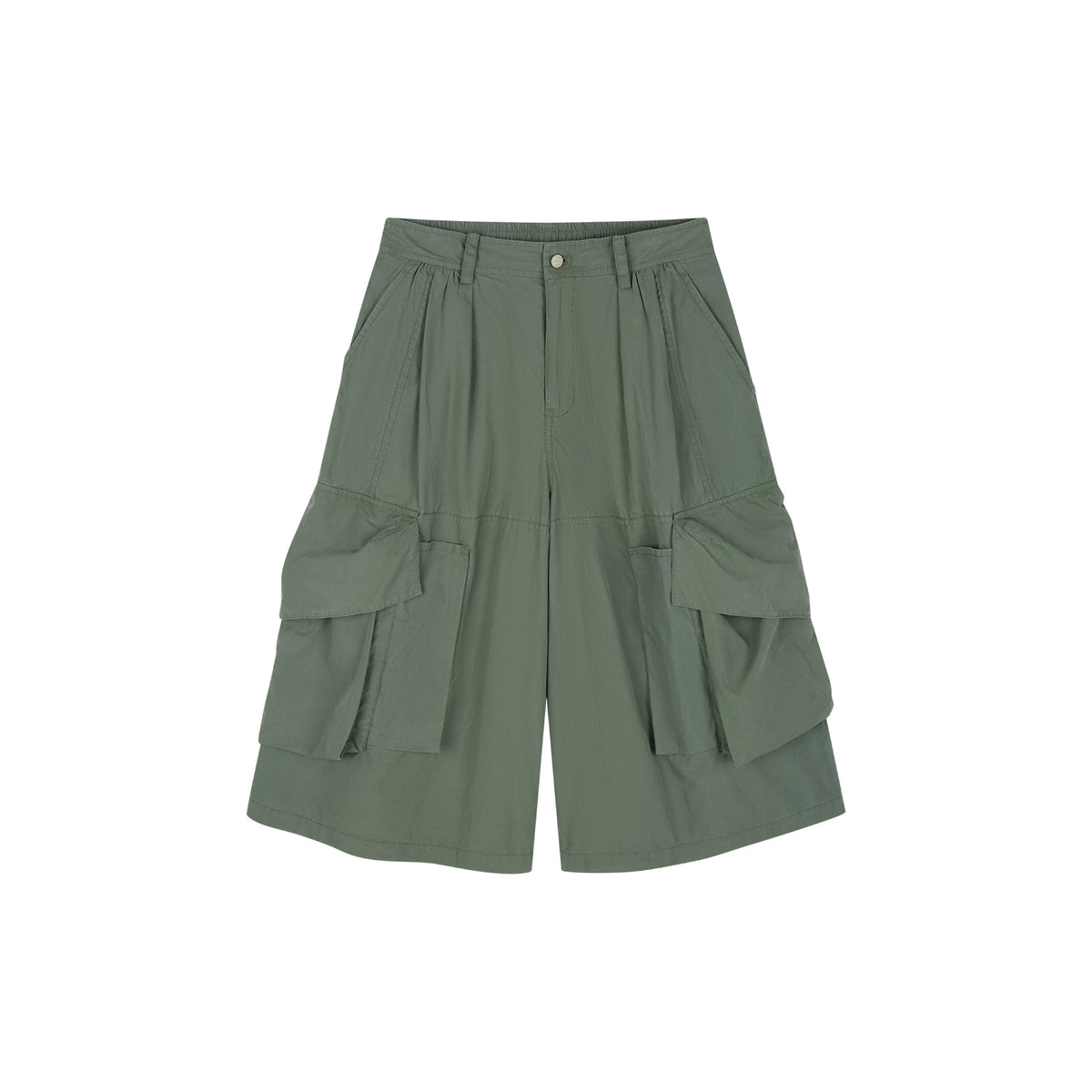 Multi-Pockets Knee-Length Cargo Shorts