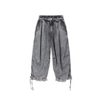 Pleated Cropped Cargo Pants