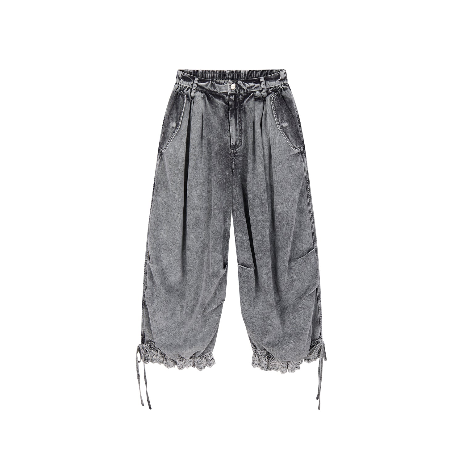 Pleated Cropped Cargo Pants