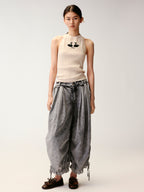 Pleated Cropped Cargo Pants