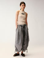 Pleated Cropped Cargo Pants
