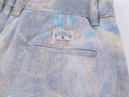 Water Ripple Print Wide-Leg Jeans