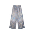 Water Ripple Print Wide-Leg Jeans