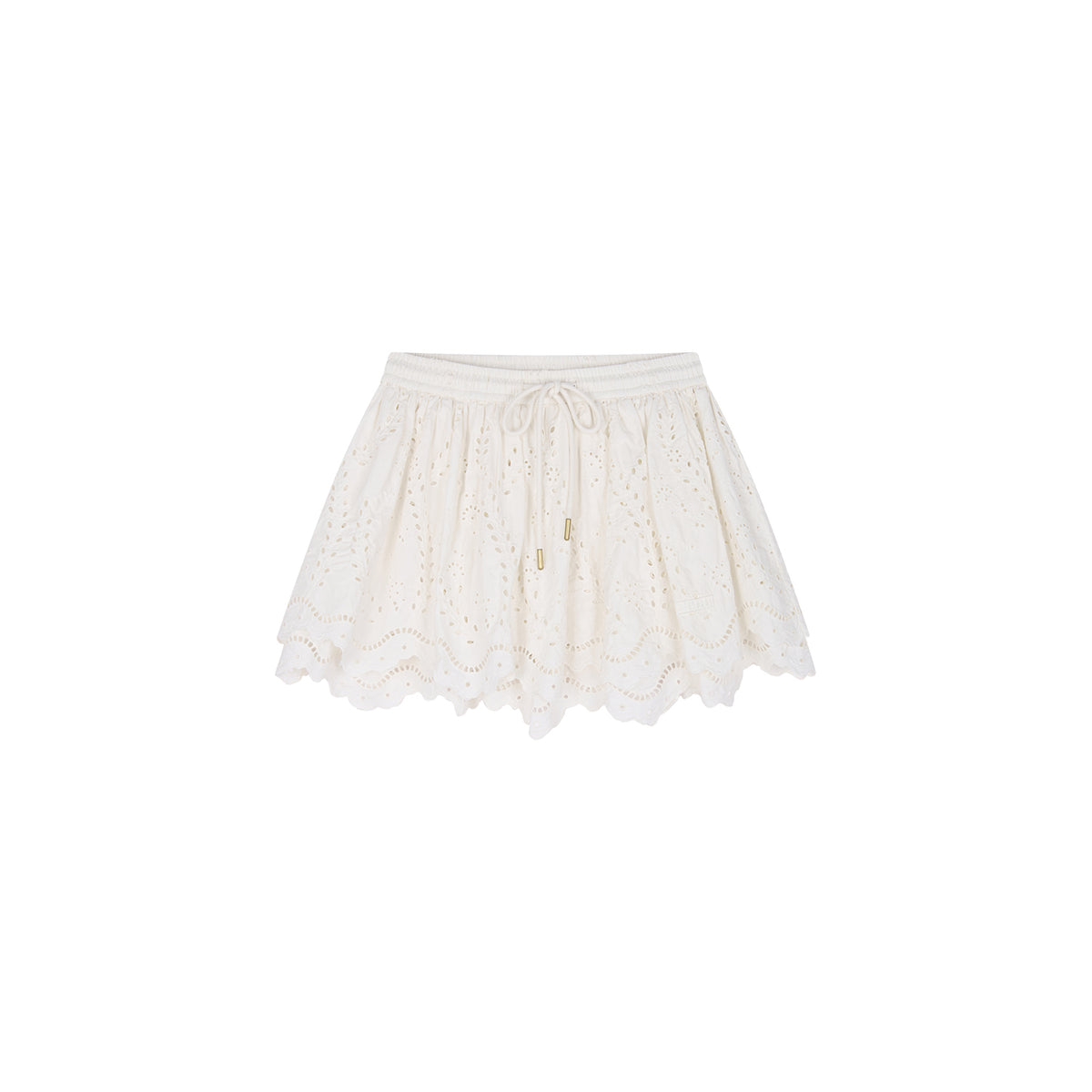 Eyelet Cutout Floral Mini Skirt