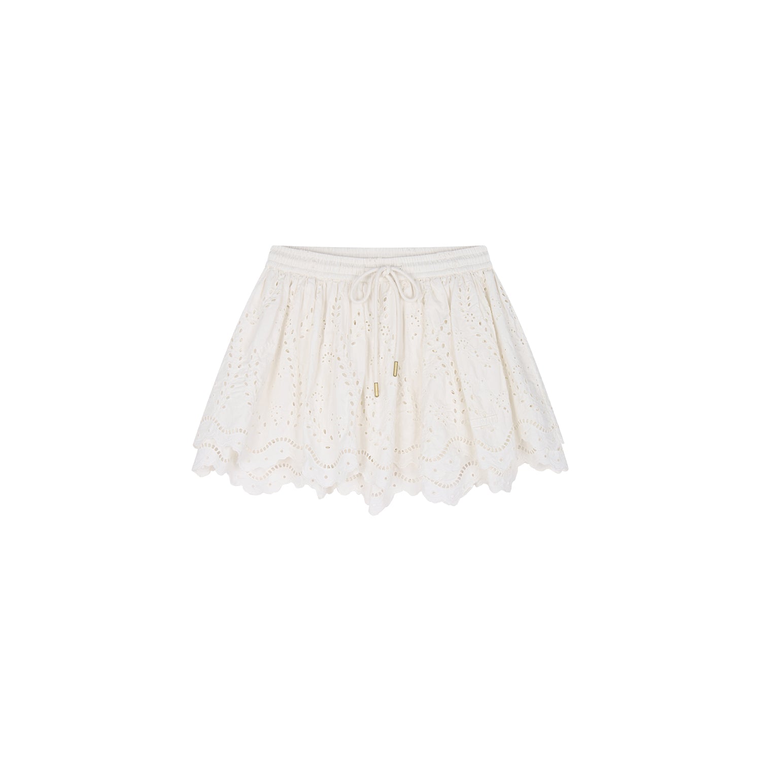 Eyelet Cutout Floral Mini Skirt