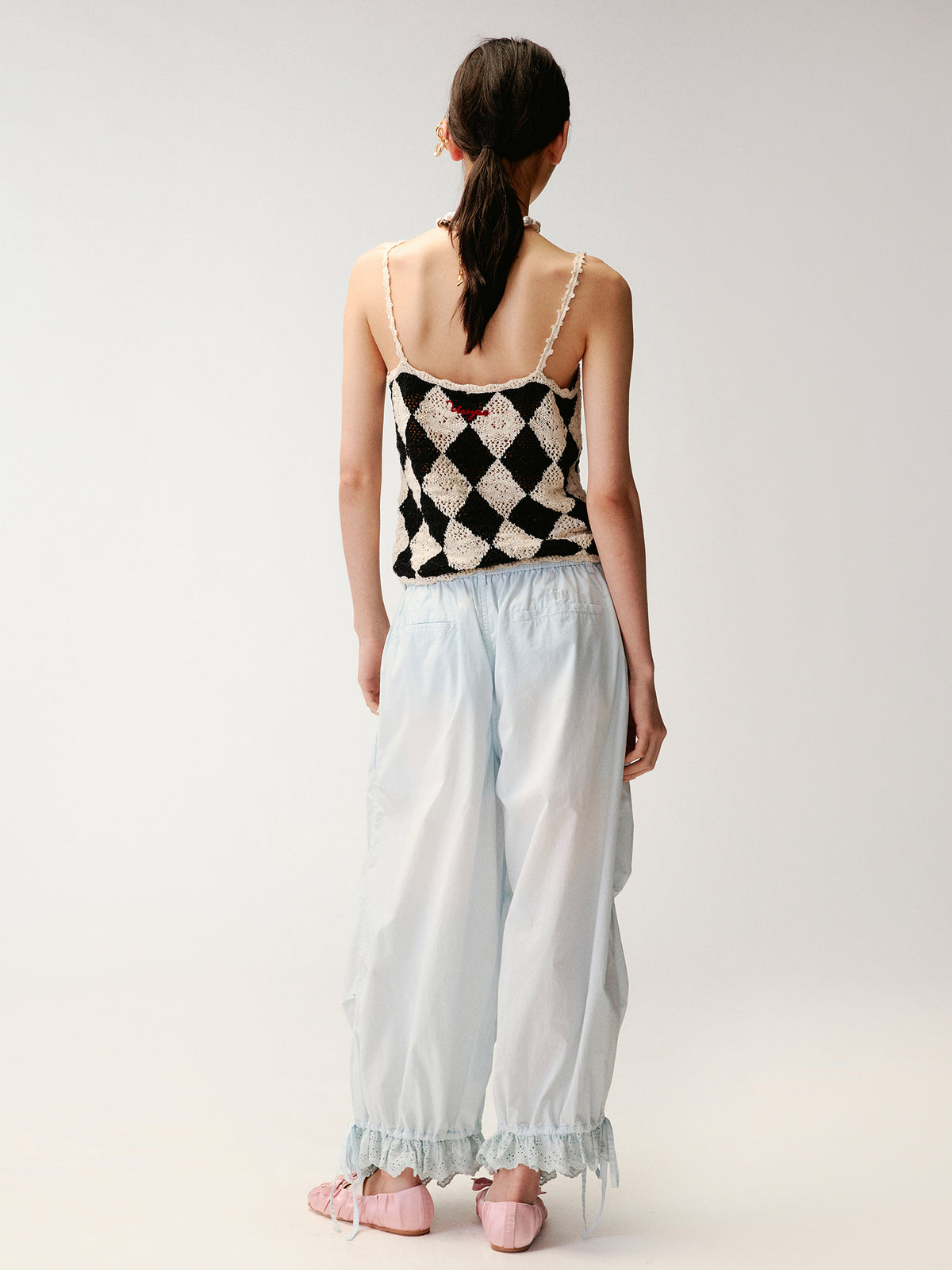 Checkerboard Knit Camisole Top