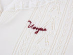 Lace Sailor Collar Cable-Knit T-shirt