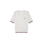 Lace Sailor Collar Cable-Knit T-shirt