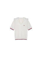 Lace Sailor Collar Cable-Knit T-shirt