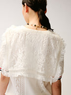 Lace Sailor Collar Cable-Knit T-shirt