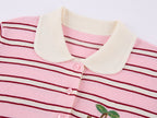 Peter Pan Collar Striped Knit T-shirt