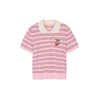 Peter Pan Collar Striped Knit T-shirt