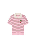 Peter Pan Collar Striped Knit T-shirt