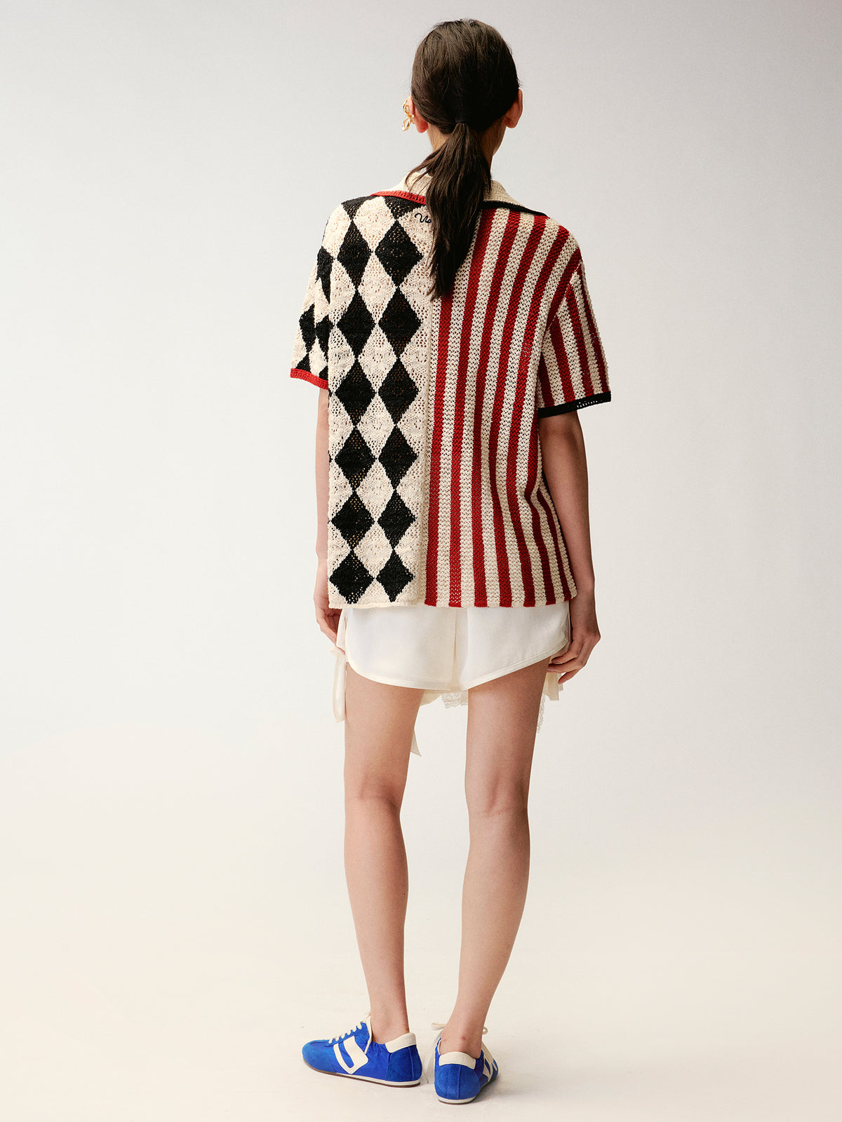 Sad Bear Contrast Spliced Cardigan T-Shirts