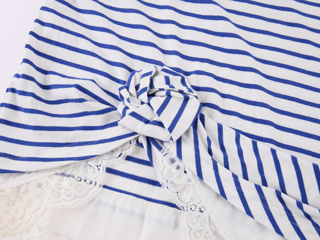 Lace Cami Striped Off-shoulder T-shirt