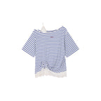 Lace Cami Striped Off-shoulder T-shirt