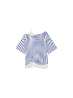 Lace Cami Striped Off-shoulder T-shirt