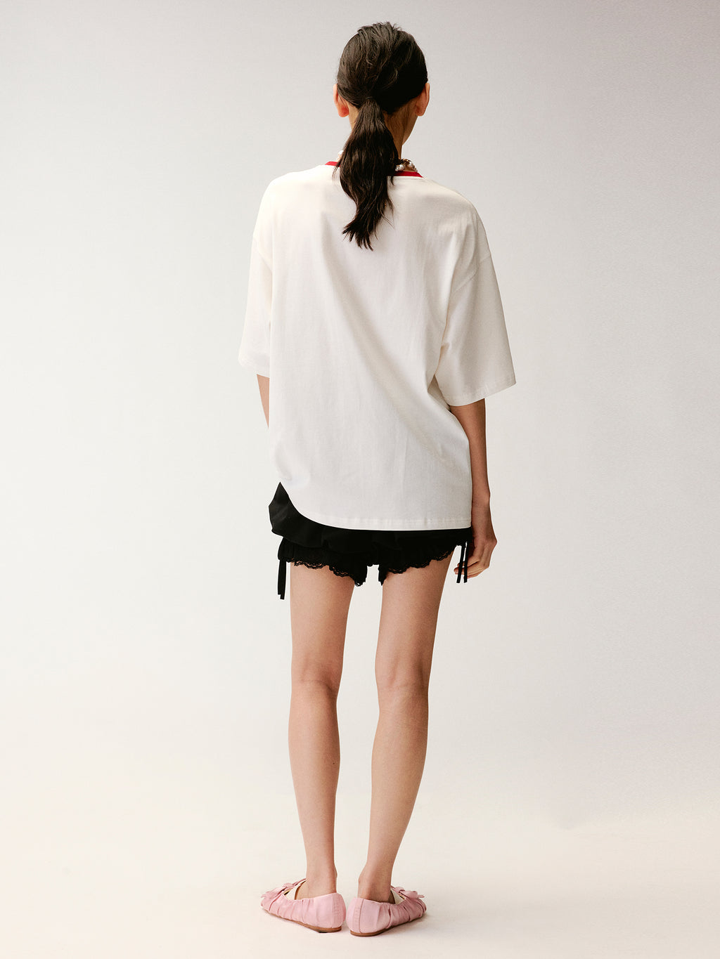 Lace Distressed Flocked T-shirt
