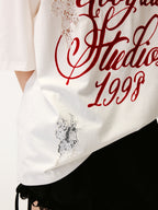 Lace Distressed Flocked T-shirt