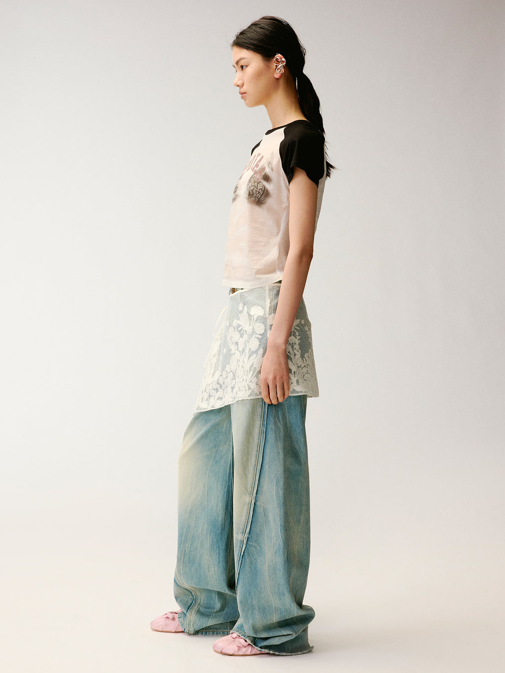 Graphic Illusion Spliced T-shirt