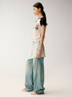 Graphic Illusion Spliced T-shirt