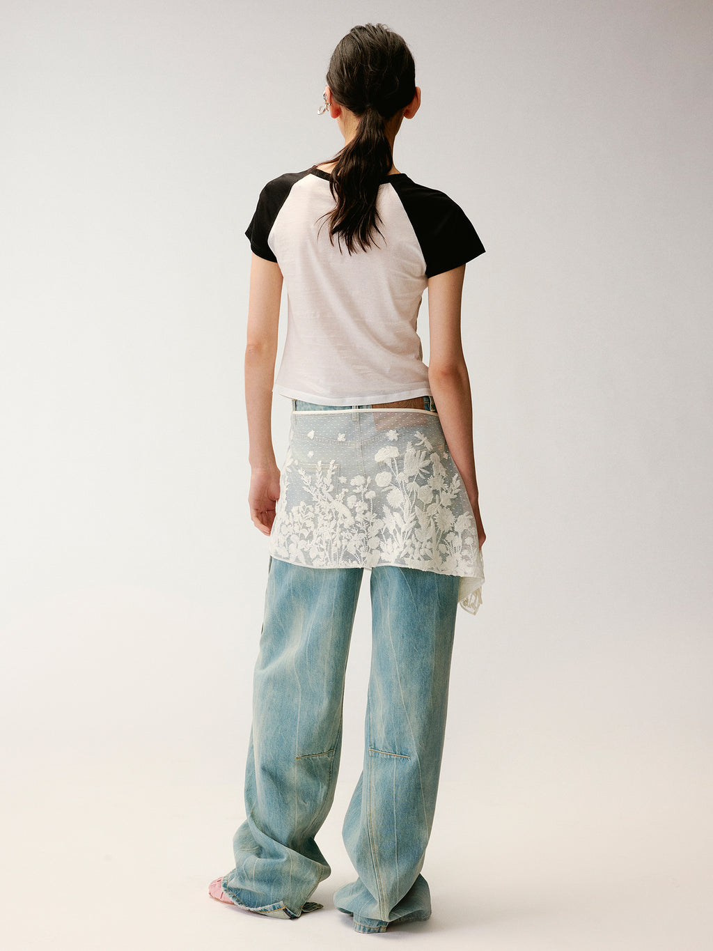 Graphic Illusion Spliced T-shirt